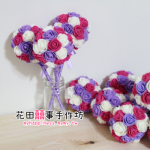 玫瑰花球緞帶筆 - 紫色